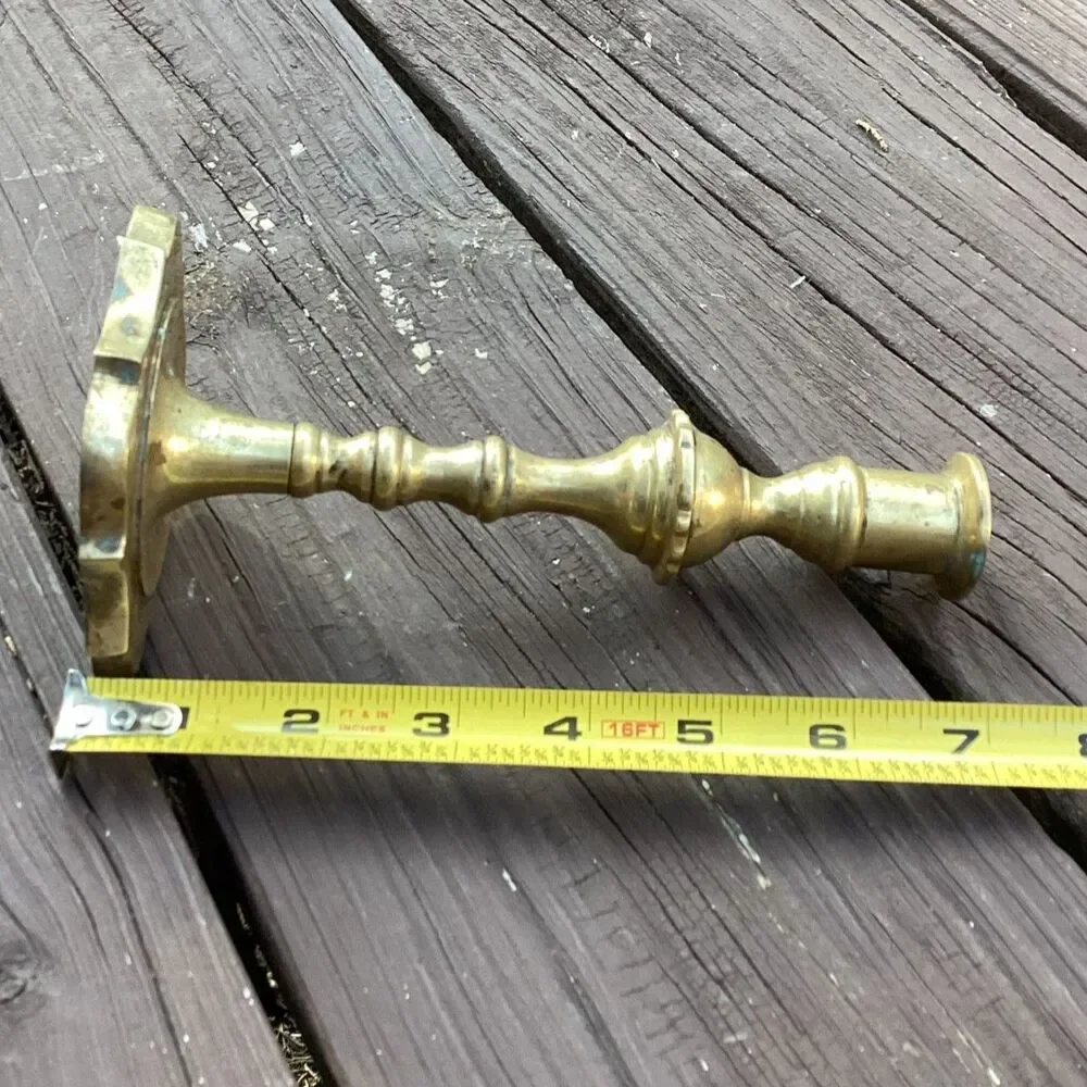 Vintage Brass‎ Candlestick Holder Ornate Square Base Traditional Single Light